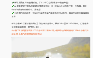新款小鹏X9在北极冰雪路面100-0km/h急刹 稳稳刹住 !