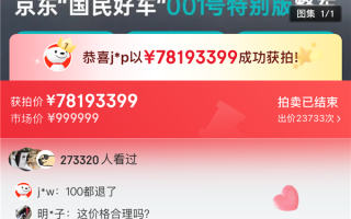 7800万元！京东001号国民车被拍下 !