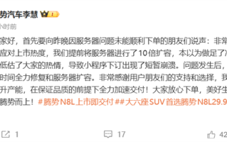腾势N8L上市后小程序被挤崩 腾势总经理回应：低估了大家的热情 !